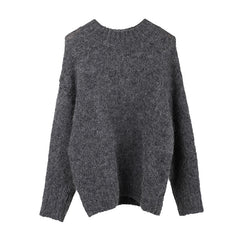 Pbong 2000s fashion Popular Online Alpaca Velvet Soft Glutinous Sweater 2024 Winter New Korean Style Minimalist Long Sleeve Sweater