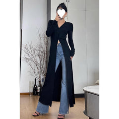 Pbong 2000s fashion French Royal Sister Style Knitted Split Dress Autumn and Winter New Women's New Year Battle Gown Dress