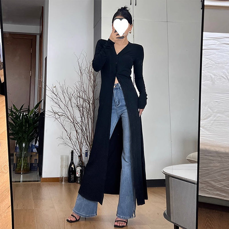 Pbong 2000s fashion French Royal Sister Style Knitted Split Dress Autumn and Winter New Women's New Year Battle Gown Dress