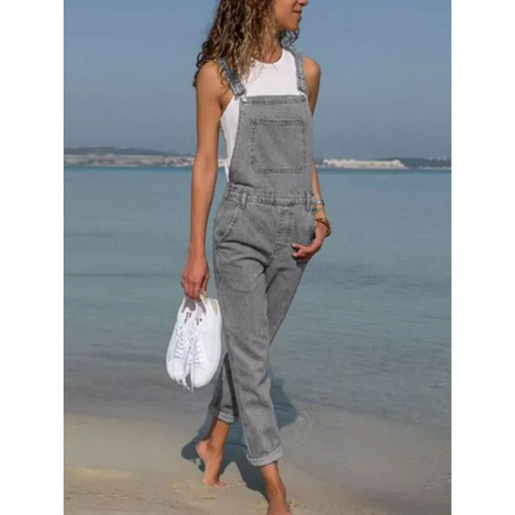 Pbong birthday outfit Women's New Casual Fashion Denim Suspender Pants Women's Pants plus Size Women's Pants Solid Color Jeans