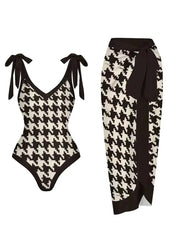 String One Piece Swimsuit & Vent Skirt Padded Sexy Swimwear Women Bathing Suit Female Swimming Summer Beachwear Bodysuit