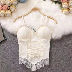 New Y2k Clothes Sexy Crop Tops Women Corset Lace Bandage T-shirt Camisole Woman Sling Tank Top Fashion Sleeveless Waistcoat Gift