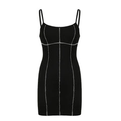 Gothic Dark Strap Halter Backless Dress