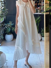 French Heavy Embroidery White Sleeveless Waistcoat Dress Women's Summer Haute Chic Chic Waist Look Slim Skirt
