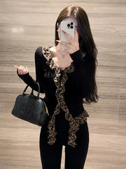 Fall Winter Women Shoujo Coquette Design Knit Crop Top Japanese Y2k Streetwear Coquette 2000s T-Shirts Gothic Tee Kpop Gyaru Hot