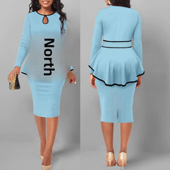 Pbong  SexyElegant Amazon Cross-Border Suit Dress Ruffle Edge Top Side Slit Skirt 2-Piece Set For Women