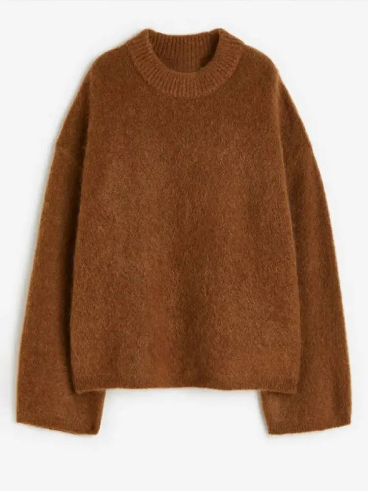 Round Neck Loose Casual Knitted Women Pullovers Fashion Long Sleeve Basic Sweater New Autumn Winter Female  Warm Knitwear