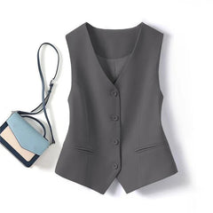 Women's Suit Vest Coat 2025 Spring Summer Sleeveless Retro Style Ladies Blazer Vest Temperament Short Lady Cardigan Waistcoat