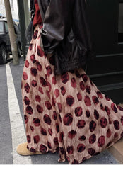 Large Polka Dot Print Pleat Long Skirt Elastic Waist Fashion Sprint Women Skirt A-line Loose Streetwear Summer Skirt 2025 New