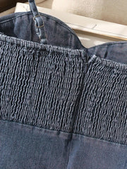 Pbong  Coquette Comisoles Sleeveless Denim Tops Sexy Women Summer Jeans Tanks Crop Top Removable Strapless Cowboy Bustier Corset
