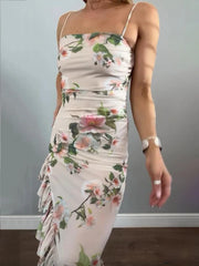 Backless Sexy Fashion Long Dress Floral Print Casual Women Long Dress 2025 New Vacation Beach Summer Slip Dresses Vestidos