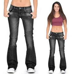 Pbong  Slimming Wide Leg Jeans Women's Bell Bottoms Bootcut Denim Jeans Water Washed Casual Long Trousers Female Fashion