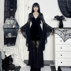 Halloween Gothic Women Dress Long Sleeve High Waist Dresses New Goth Aesthetic 9Os Sexy Slim Party Club Dress