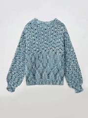loose round neck knitted casual solid color top for women cross-border long sleeved pullover, lazy style versa