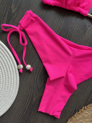 New Sexy Triangle Bathing Suit for Women Brazilian Bikinis Halter Swimwear Push Up Swimsuit Metal Chain Beach Bikini Set