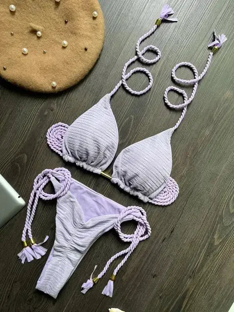 women's braided rope bikini suit, brazilian swimsuit, beach bikini, sexy strap,