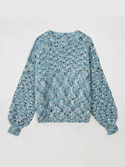 loose round neck knitted casual solid color top for women cross-border long sleeved pullover, lazy style versa