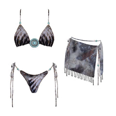 3Pcs Mirco Bikini Mini Skirt Women Sexy Swimsuit Push Up Swimwear Female Bandeau Biquini Turquoise Bathing Suit Beachwear Outfit