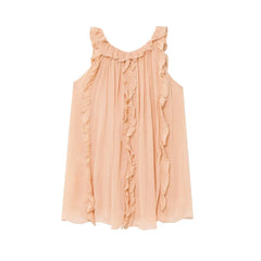 Fashion Ruffle Chic Summer Tank Top For Women Chiffon Solid Color Loose Sleeveless Top V Neck Sweet Hic Woman Vest New