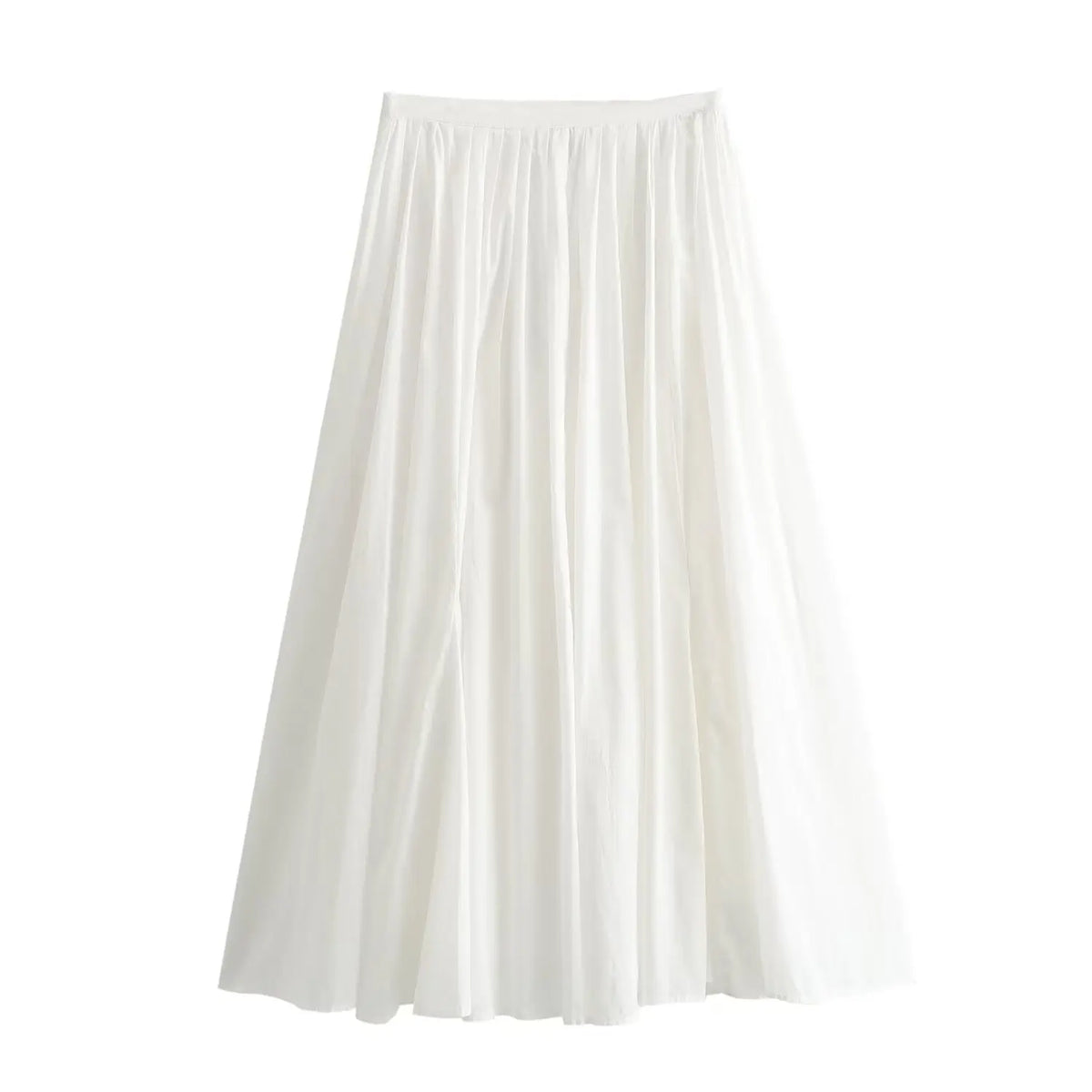 Elegant White Long Skirt Fashion Zipper A-line Pleat Skirt All-match Vacation Beach Summer Skirts Chic Female Clothing New