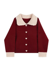 Women's Cashmere Sweater Loose Casual Turn-down Collar Single Breasted Knitted Pullovers Female Elegant Soft Sweet Retro Jumper