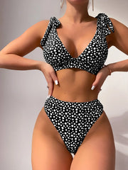 Triangle Bikini Set High Cut Swimsuit Women Sexy Printed Swimwear Female Bathers Bathing Swimming Swim Suit Beachwear