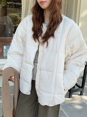 Winter Warm Cute Parkas Women Long Sleeve Loose Preppy Style Sweet Coat Casual O Neck Thick Soft Vintage New Cotton Jackets