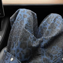 Spring New Style American Vintage Leopard Print High-end Feel Loose-fit Straight-leg Wide Leg Jeans For Women