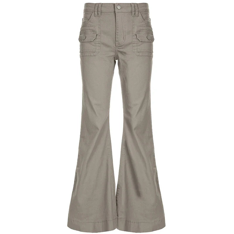 Slim Fit Simple Flared Pants Women High Fashion Causal England Style All-Match Basic Jeans Classical Clothing