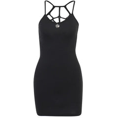 Goth Spider Web Print Backless Sleeveless Dress