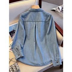 Women's Denim Shirt 2025 Spring Summer Loose Comfortable Ladies Cowboy Tops Blue Retro Be All-match Lady Elegant Blouse