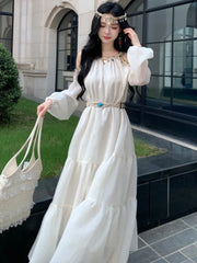 Autumn Women Fashion Elegant and Chic Midi Party Dress Casual Long Sleeve Vintage A-Line Birthday Dresses Female Clothes New