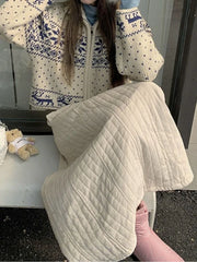 Japanese Style Long Skirt Women Vintage Harajuku Thick Skirt Autumn Winter Solid Streetwear A-line Skirts Aesthetics