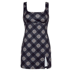 Sundress Plaid Slim Preppy Style Dress