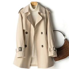Spring Autumn Women Clothes New Women's Windbreaker Khaki Lapel Double Button Jacket Loose Trench Coat Female Outwear