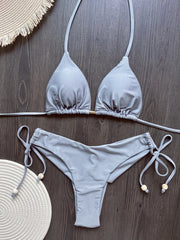 New Sexy Triangle Bathing Suit for Women Brazilian Bikinis Halter Swimwear Push Up Swimsuit Metal Chain Beach Bikini Set