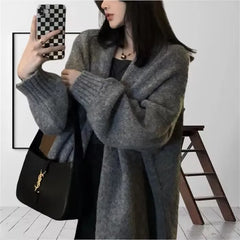 Oversized Open Front Knit Cardigan for Women Comfy Sweater Coat Female Open-front Duster Cardi Casual Chic Autumn Winter Outfit