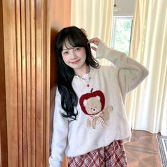Kawaii Sweaters Cartoon Women Harajuku Sweet Knitted Pullovers Autumn Winter Fashion Oversize Cute Aesthetics Sweaters