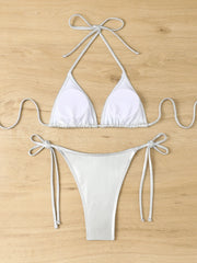 Triangle Sexy Halter Bikini Women String Swimwear Female Solid Swimsuit Bathers Swimming Bathing Swim Suit Summer Beachwear