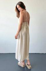 Backless Loose Kahki Pajamas 100% Cotton Casual Comfortable Long Dress Solid Color Homewear Sleepwear Summer Women Dresses