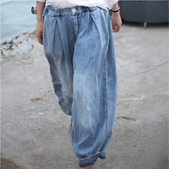 Pbong  Wish Bestselling Women's Jeans Lantern Long Pants Imitation Denim Female Model Fashionable Comfortable Casual Trousers