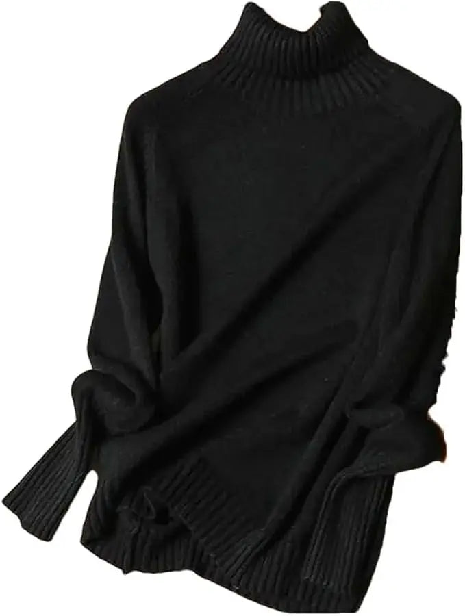 Women Turtleneck Knitted Sweaters Long Sleeve Roll-neck Pullover Plain Jumper Ladies Autumn Winter Layered Basic Outfit
