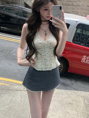 Spring French Vintage Sweet 2 Piece Sets Women Y2k Sexy V-neck Design Mini Skirt Suits Female Lace Korea Style Chic Outfits 2025