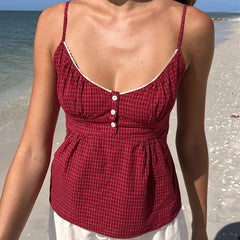 Y2k Fairycore Spaghetti Strap Camisole Women Cute Peplum Vest Coquette Low Cut V-neck Babydoll Tank Boho Going Out Crop Top