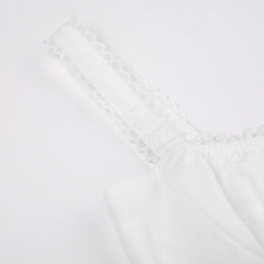 Strap White Lace Patchwork Halter Dress