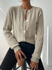 Autumn and winter simple embroidered women's long sleeved knitted cardigan sweater