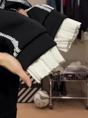 American Vintage Fashion Popular Patchwork Lace Appliques Coats Y2k Aesthetic Punk All Match Cardigan Streetwear Loose Clothing