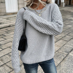 Knit Sweater Woman Slouchy Knitwear Long Sleeve Crew Neck Pullovers Plain Jumper Female Autumn Winter Daily Outfit