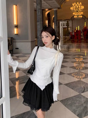 Two Pieces Long-sleeved T-shirt Women Base Tops Design Early Spring New Y2k Tees Korean Fashion Ropa De Mujer