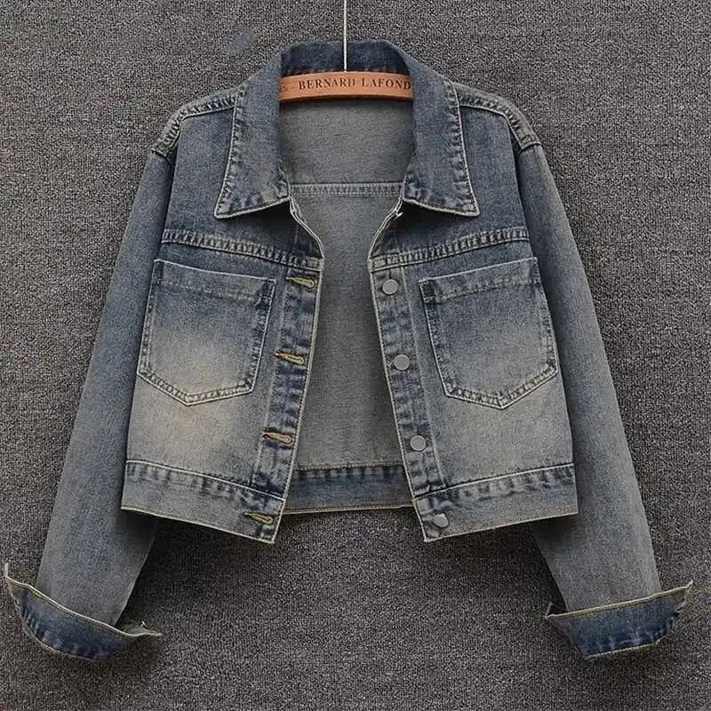 Women's Cowboy Coat 2025 Spring Autumn Fashion Short Loose Ladies Top Versatile Large Pocket Korean Version Female Denim Jacket